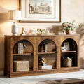 Fnova 63" Farmhouse Console Table, Wooden Entryway Table with 3-Tier Storage, Rectangular Sofa Table for Entrance, Hallway, Living Room, Behind Couch,Brown