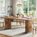 Fnova 63" Rectangular Modern Dining Table, Wooden Modern Kitchen Table for 6 People for Dining Room, Light Brown (Chairs Not Included),Light Brown