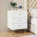 Fnova 3-Drawer End Table, Beside Table with Metal Legs, Sideboard for Bedroom/Living Room/Home Office, Easy Assembly,WM010292_W_Tables