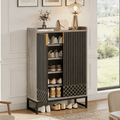 Fnova 5-Tier Farmhouse Cabinet, Side Cabinet with Open Shelf, Shoe Storage with 2 Doors, Steel Legs, Easy Assembly for Entryway, Hallway, Living Room, Bathroom,WM011314_B_Cabinet