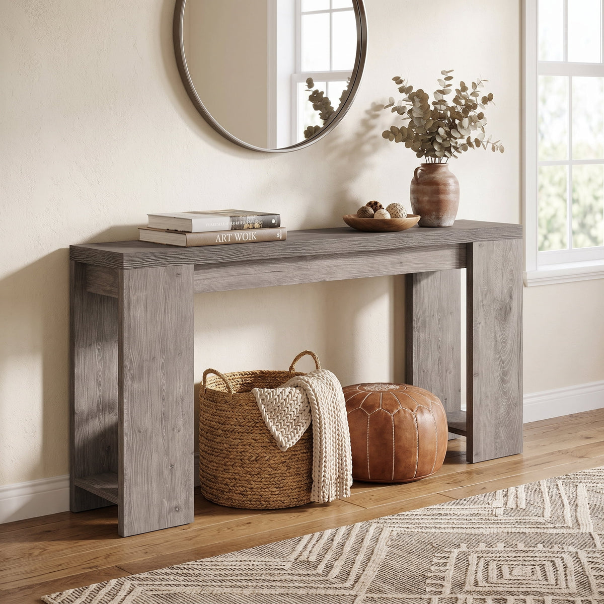 Fnova 70.9-Inch Extra Long Console Table, Wide Sideboard Sofa Table, Farmhouse Entryway Table Behind Couch Accent Table for Living Room Hallway Home Decor Furniture,WM010223C_G_Tables