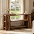 Fnova 70.9-Inch Console Table, 3-Tier Industrial Entryway Table with Open Storage Shelves, Extra Long Wooden Sofa Table for Living Room, Hallway, Foyer,WM010354_DBN_US