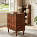 Fnova Solid Wood Side Table with 3 Drawers, Modern End Table, Farmhouse Accent Table, Beside Table Nightstand, No Assembly Required, for Living Room, Bedroom, Entryway, Small Space,WM010133_BN_US