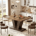 Fnova 47.24" Rectangular Farmhouse Dining Table, Wood Coffee Table for 4 People, Modern Kitchen Table for Dining Room, Brown Black (Chairs Not Included),Brown Black