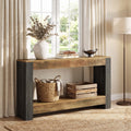 Fnova 62.99-Inch 2-Tier Open Storage Console Table, Two-Tone Sofa Table for Entryway Hallway Living Room Foyer Decor,WM010969_BNB_US