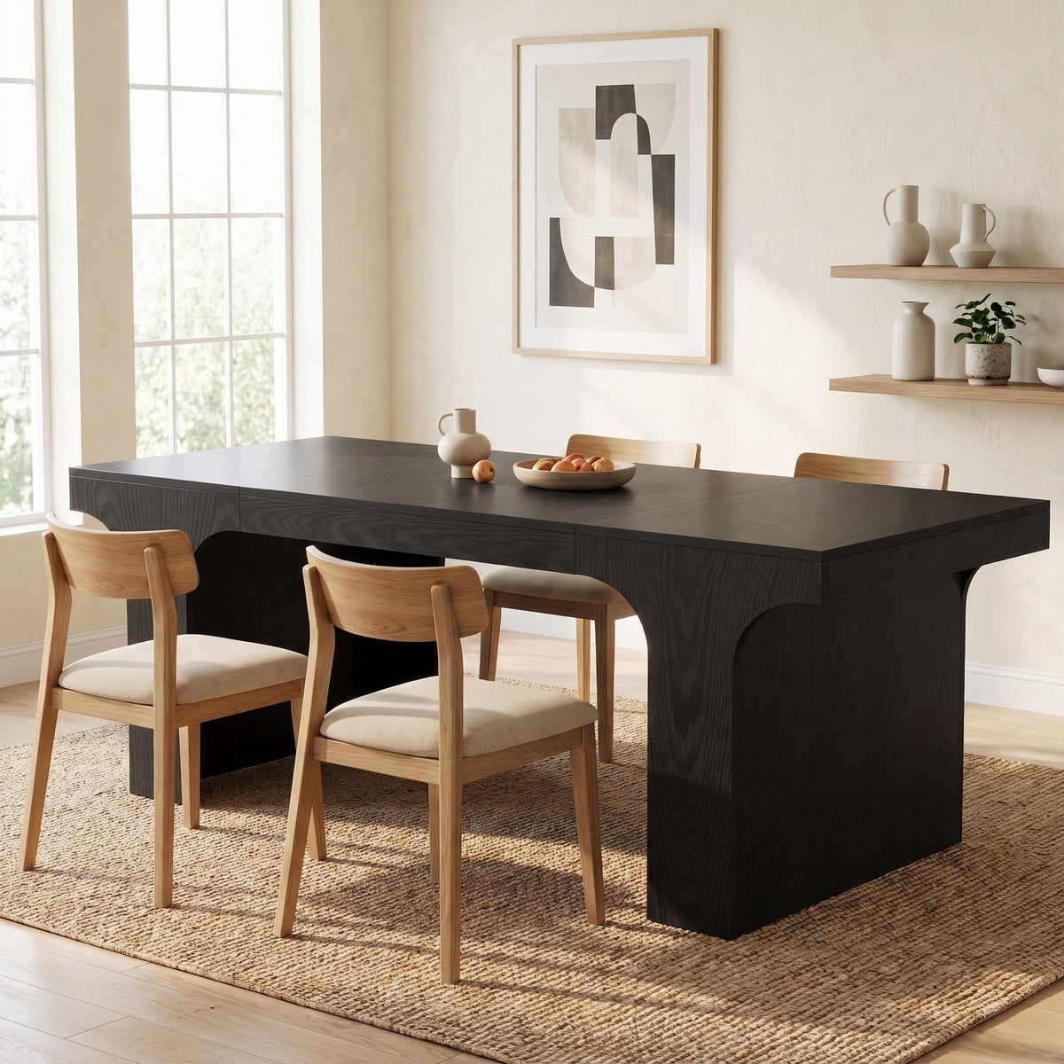 Fnova 71-Inch Farmhouse Dining Table for 6-8 People, Rectangular Wooden Kitchen Table with Double Pedestal, Dinner Table for Dining Room, Kitchen, Office, Banquet, Living Room,WM010470_B_US