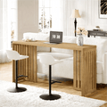 Fnova 63" Pub Table, Rectangular Wood Kitchen Dining Counter Workspace High Top with Louvered Base, for Kitchen, Dining Room & Commercial Use,Light Brown