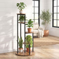 Fnova 4-Tier Tall Plant Stand, Corner Flower Pot Rack with Metal Frame, Waterproof Particleboard Shelf for Indoor Living Room Balcony Garden,WM010571_BNB_US