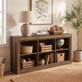 Fnova 63-Inch Farmhouse TV Stand with 6 Open Storage Cubes, Entertainment Center with Freestanding One-Piece Design, Media Console Table, Living Room Entryway Storage Furniture,WM010623_BN_US