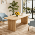 Fnova 62-Inch Dining Table For 4-6, Rectangular Wood Dinner Table With Double Pedestal, Farmhouse Kitchen Table For Dining Room, Living Room, Easy Assembly,WM010297_LBN_Tables