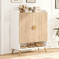 Fnova 7-Tier Modern Cabinet, Side Cabinet with Adjustable Shelves, Shoe Storage with Metal Accents, 24 Pairs Capacity for Entryway, Hallway, Living Room, Bathroom,WM011313_Y_Cabinet