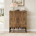 Fnova 6-Tier Modern Rectangular Cabinet, Side Cabinet with Adjustable Shelves, Shoe Storage, Geometric Pattern & Rebound System, Easy Assembly for Entryway, Hallway, Living Room, Bathroom,WM011312_BN_Cabinet