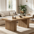 Fnova 47.24 Inch Farmhouse Rectangle Coffee Table with Thick Top & Base, Rustic Wood Center Table, Accent Tea Table for Living Room, Apartment, Reception, Brown,0