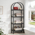 Fnova 71-Inch Tall Bookshelf 4-Tier Arched Bookcase, Industrial Book Shelves with Metal Frame for Living Room, Office, Bedroom,WM010505M_J0197_US
