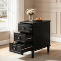Fnova Solid Wood Side Table with 3 Drawers, Modern End Table, Farmhouse Accent Table, Beside Table Nightstand, No Assembly Required, for Living Room, Bedroom, Entryway, Small Space,WM010133_B_US