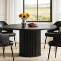 Fnova 47.24" Round Dining Table, Wood Coffee Table for 4 People, Modern Farmhouse Kitchen Table for Dining Room (Chairs Not Included),Black