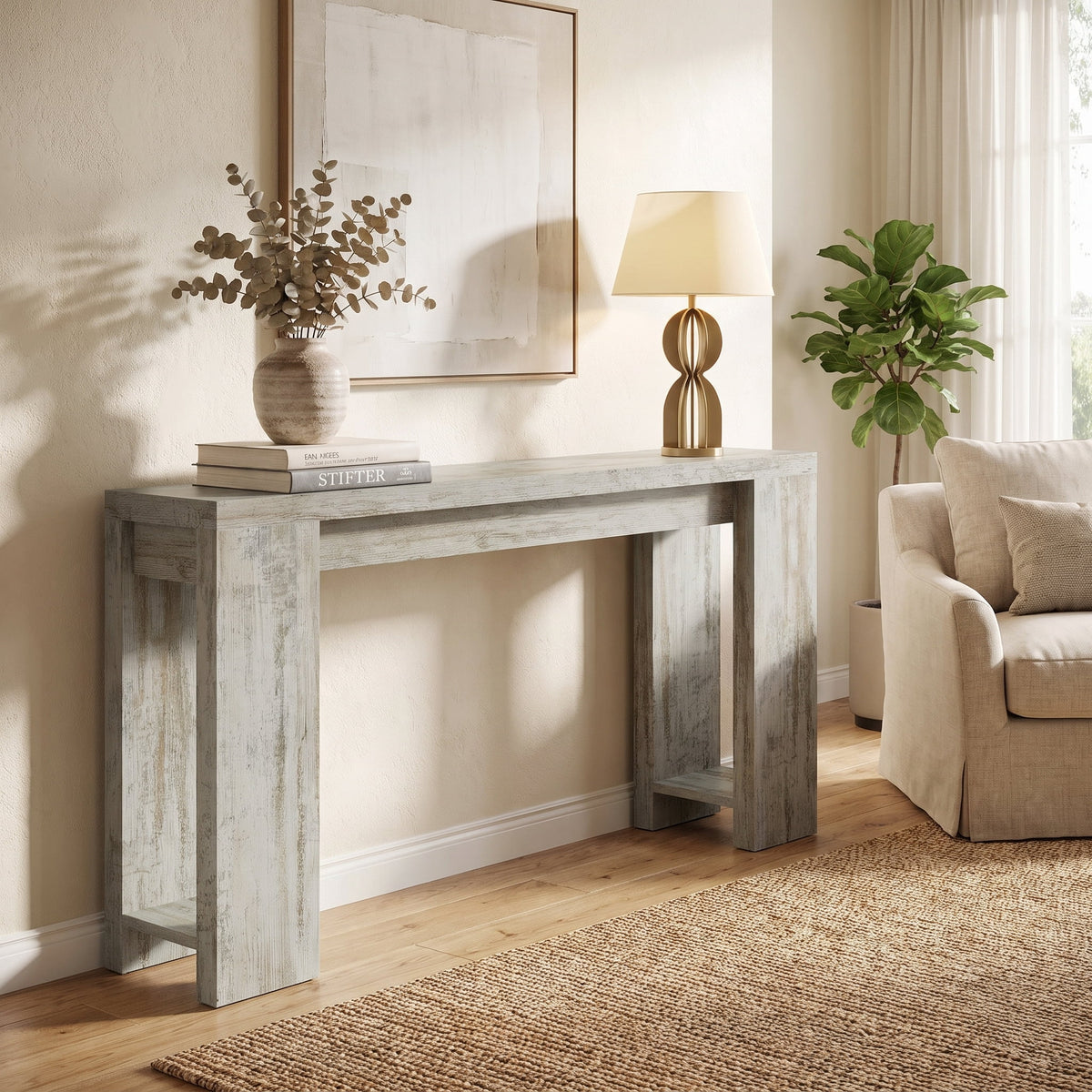 Fnova 70.9-Inch Extra Long Console Table, Wide Sideboard Sofa Table, Farmhouse Entryway Table Behind Couch Accent Table for Living Room Hallway Home Decor Furniture,WM010223C_W_Tables