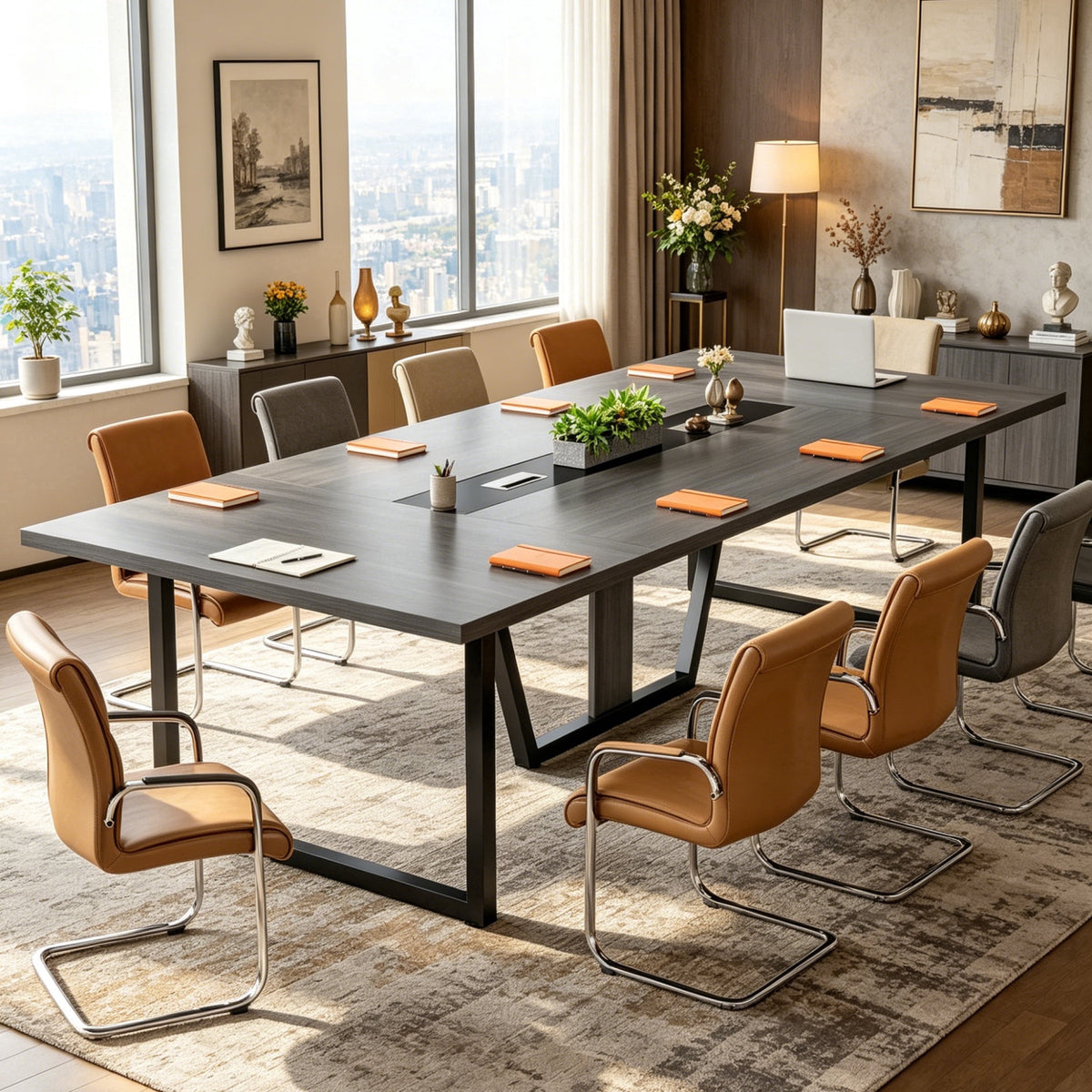 Fnova 94-InchLarge Conference Table for 8-10 People, Modern Executive Meeting Table with Cable Management & Adjustable Feet, Heavy-Duty Office Conference Desk for Boardroom, Training Room,WM010421_G_US