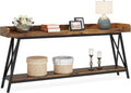 Fnova 70.9-Inch Industrial Console Table, 2-Tier Rustic Extra Long Entryway Table, Narrow Sofa Bar Table for Living Room, Hallway, Entryway,WM010913_BNB_US
