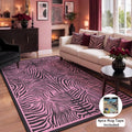 Fnova Zebra Print 5x7 Hot Pink Area Rug for Girls Bedroom, Washable Soft Non Slip Nursery Living Room Rug, Boho Modern Animal Non-Slip Indoor Carpet for Dorm Kids Playroom, Oeko-Tex Certified
