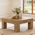 Fnova 39.4" Square Coffee Table, Farmhouse Wood Accent Center Cocktail Table with Sturdy Wooden Legs for Living Room, Easy Assembly,Light Brown