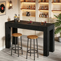Fnova 63 Inch Long Narrow Counter Height Bar Table with Thick Top, 300 lbs Bar Table for Kitchen Apartment Home Bar,Black