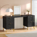 Fnova 59-Inch Modern Makeup Vanity Desk with 4 Drawers, Dressing Table with Storage & Gold Legs, Beauty Table for Bedroom/Home Office, No Mirror,WM010276_B_Tables