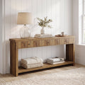 Fnova 70.9-Inch Console Table with 3 Drawers, Entryway Table Sofa Table Hallway Table for Foyer Living Room Entryway,WM010827_BN_US