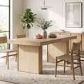 Fnova 63-Inch Farmhouse Dining Table for 6 People, Fluted Line Extendable Dinner Table, for Dining Room, Living Room & Kitchen,WM010457_LBN_US
