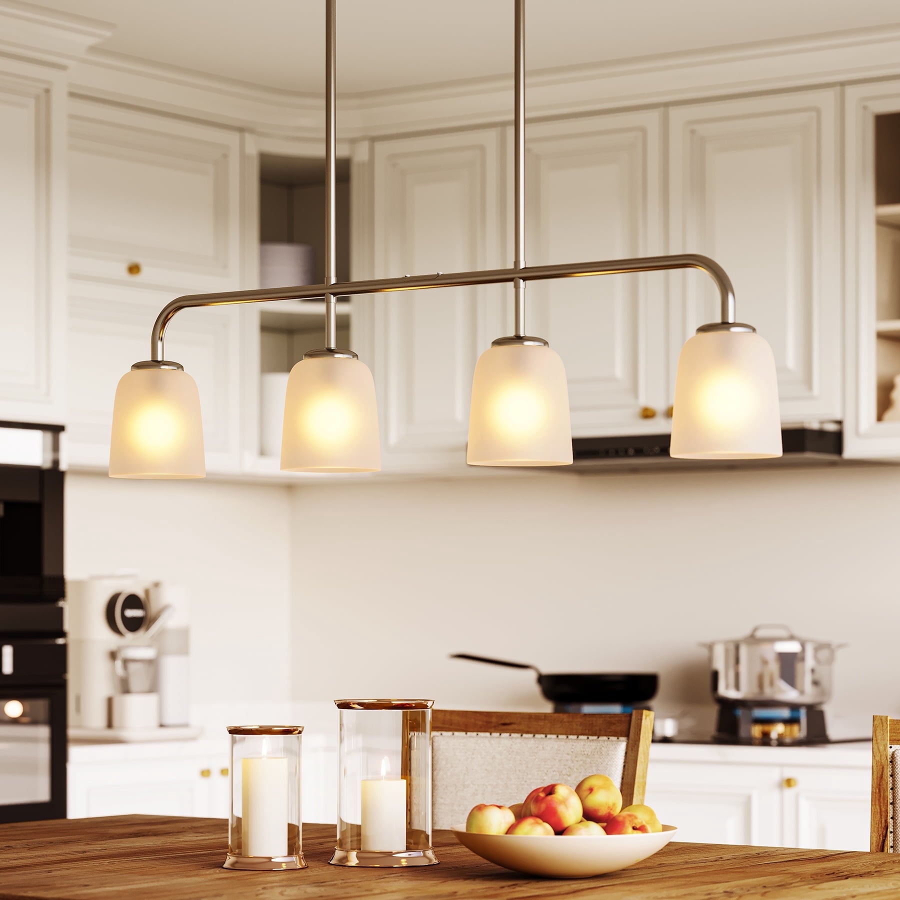 Fnova Pendant Lighting for Kitchen Island, 4-Light Pendant Lighting Modern with White Frosted Glass, Vanity Bathroom/Bedroom/Living Room,0