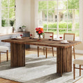 Fnova 63" Rectangular Modern Dining Table, Wooden Modern Kitchen Table for 6 People for Dining Room, Dark Brown (Chairs Not Included),Dark Brown