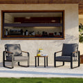 Fnova 3-Piece Outdoor Patio Furniture Set, 2 U-Shaped Metal Frame Accent Chairs with 1 Side Table, High Back Patio Chairs with Thick Cushions PET Fabric for Balcony, Deck, Backyard,WM011526_G_US