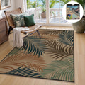 Fnova Tropical Palm Leaf Area Rug, 3'x5' Machine Washable Non Slip Indoor Outdoor Rug for Living Room Bedroom Kitchen Patio, Kid and Pet Friendly Low Pile Carpet,Tropical Palm Leaf,3'x5'