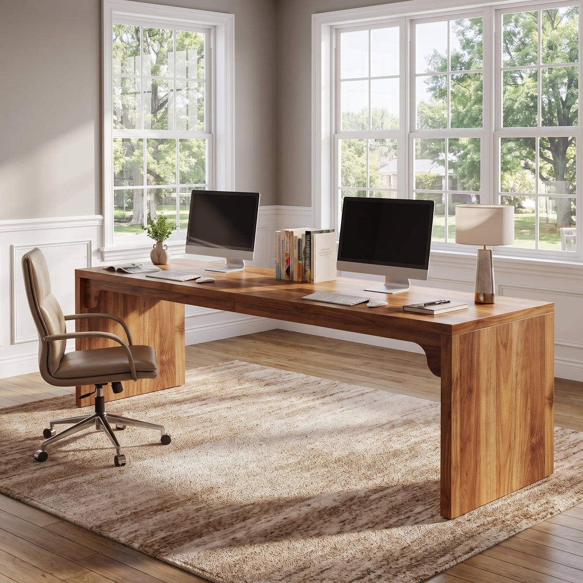 Fnova 78.74-Inch Modern Computer Desk, Long Two-Person Writing Desk, Office Desk for Living Room, Bedroom, Study,WM010415_WO_US