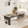 Fnova 78.74-Inch Industrial Dining Table for 6-8 Person, Long Rectangle Wood Kitchen Table with Heavy Duty Metal Frame for Living Room & Home Office,WM010264_LBN_Tables