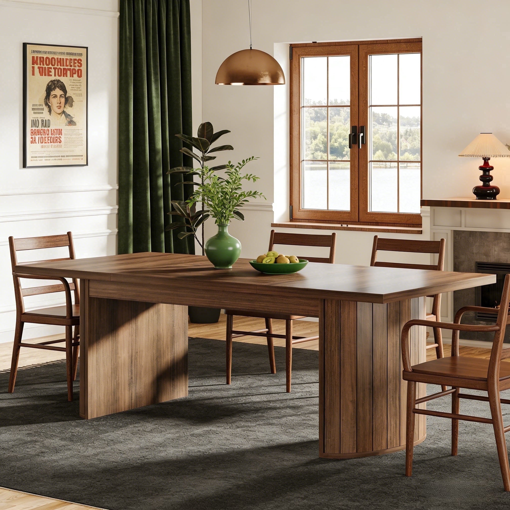 Fnova 70.87" Dining Table for 6-8, Farmhouse Rectangular Kitchen Table with Heavy Duty Legs, Modern Style, Easy to Assemble,Brown