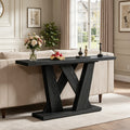 Fnova 55-Inch Farmhouse Console Table, Skinny Wood Sofa Table with X-Shaped Base, for Entryway, Living Room, Hallway & Behind Couch, Easy Assembly,WM010318_B_US