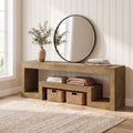 Fnova 62.99-Inch TV Stand with Open Storage Shelves, Rustic Brown Entertainment Center with Thick MDF Board, Modern Farmhouse Media Console Table, Living Room Storage Organizer Furniture,WM010619_LBN_US