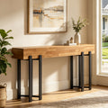 Fnova 63-Inch Industrial Console Table, Extra-Long Rectangular Entryway Table Sofa Table with Metal Frame for Hallway, Living Room, Foyer,WM010359_DBN_US