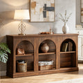 Fnova 63" Farmhouse Console Table, Wooden Entryway Table with 3-Tier Storage, Rectangular Sofa Table for Entrance, Hallway, Living Room, Behind Couch,Warm Brown