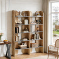 Fnova 70.8" Tall 5-Tier Bookshelf, Double Wide Bookcase with Open Shelves, Floor-Standing Display Storage Shelving Unit for Home Office, Bedroom Study,Brown