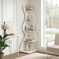 Fnova 70" 5-Tier Corner Shelving Unit, Modern Tall Storage Shelf Bookcase Plant Stand Organizer Unit for Home Office Living Room Bedroom, White,White