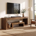 Fnova 62.99-Inch TV Stand with Open Storage Shelves, Rustic Brown Entertainment Center with Thick MDF Board, Modern Farmhouse Media Console Table, Living Room Storage Organizer Furniture,WM010619_BN_US