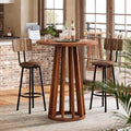 Fnova 37.6" Farmhouse Round Pub Table, High Wooden Dining Table, Bistro Cocktail Table, Small Bar Table for Kitchen, Cafe, Living Room, Apartment, Balcony, Brown,Brown