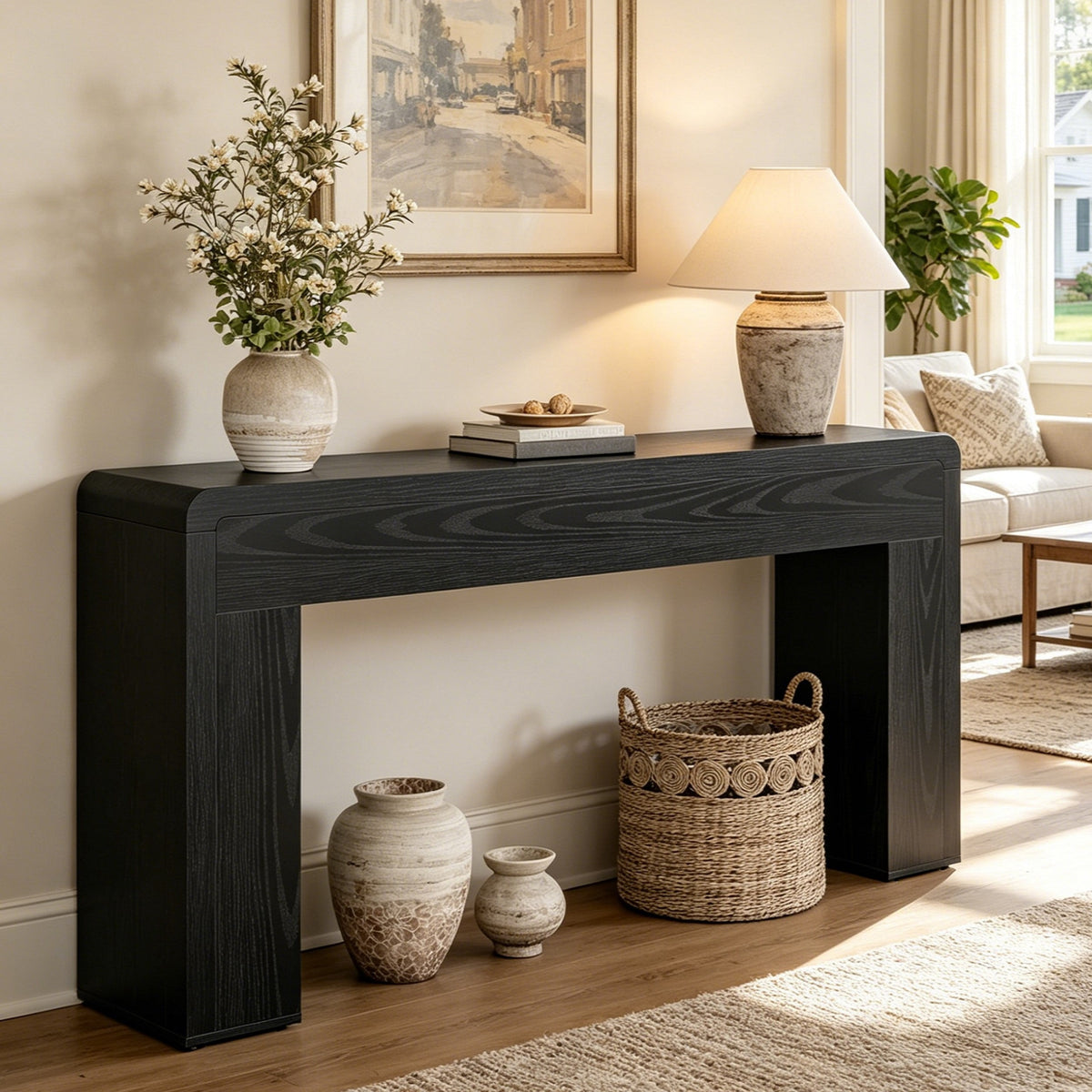 Fnova 70.9-Inch Console Table, Extra Long Farmhouse Entryway Table with Thickened Tabletop, Wood Sofa Table for Living Room, Entryway, Hallway,WM010358_B_US