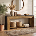 Fnova 70.9 Inch Long Farmhouse Narrow Console Table with 2-Tier Storage, Behind Sofa Table, Entryway Hallway Foyer Table for Living Room, Home Office,WM010958_DBN_US