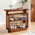 Fnova Rattan Home Bar Unit, Farmhouse 4-Tier Bar Table With 4 Stemware Racks, Heightened Base, Liquor Wine Bar Cabinet Mini Bar Table For Home Pub, Caramel Brown,Caramel Brown