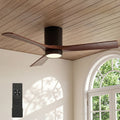 Fnova 52-Inch Flush Mount Ceiling Fan with LED Light, 6 Speed Reversible DC Motor, Remote Control, Dimmable 3 Color Temperature, Quiet Operation for Living Room Bedroom,WM011135_BNB_US