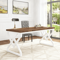 Fnova 63-Inch Modern Desk, Long Rectangle Writing Computer Desk, Dining table for 4-6, Kitchen Table with Metal Frame, for Dining & Home Office, Easy Assembly,WM010288_BNW_Tables