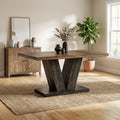 Fnova 47.24-Inch Rectangular Farmhouse Dining Table, Wood Coffee Table for 4 People, Modern Kitchen Table for Dining Room, Brown Black (Chairs Not Included),WM010229C_BNB_Tables